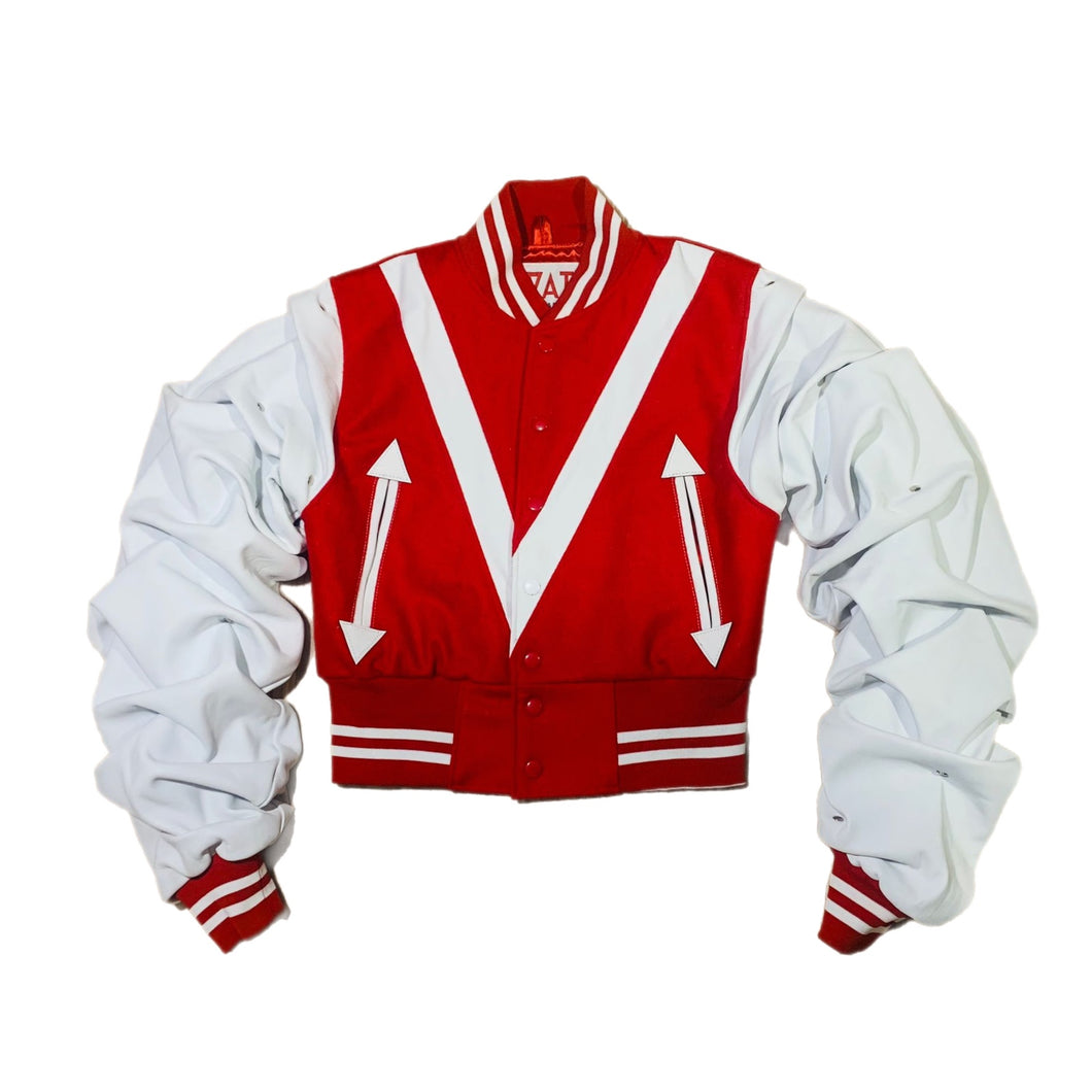 D1 Varsity Ruffle Bomber Red